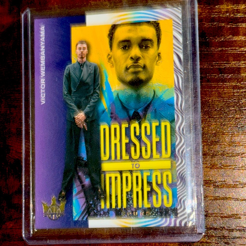 Victor Wembanyama ultra rare Dressed to Impress court King’s 2023 insert card.